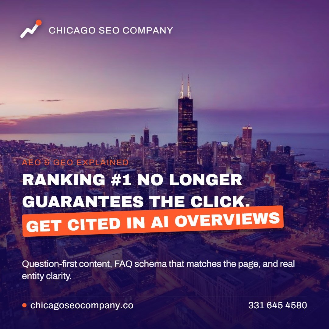 Ranking #1 no longer guarantees the click. Get cited in AI Overviews. Chicago SEO Company