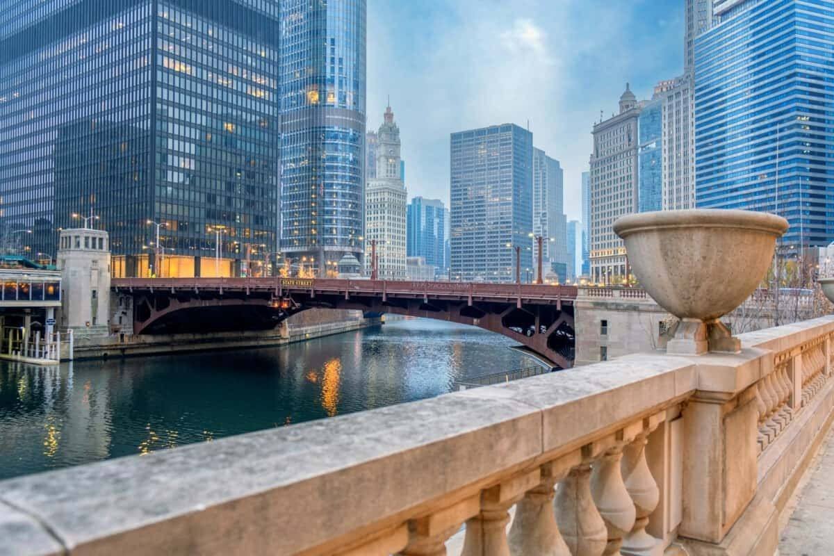A bridge over the Chicago River in downtown Chicago